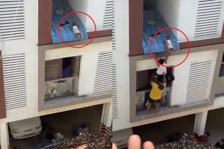 Beba pala sa četvrtog sprata na drugi: Klizila po limenom krovu, nastala panika u celom kvartu, akcija spasavanja postala viralna (VIDEO)
