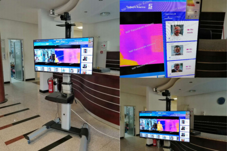 Portabl sistem za beskontaktno merenje temperature i kontrolu nošenja maski