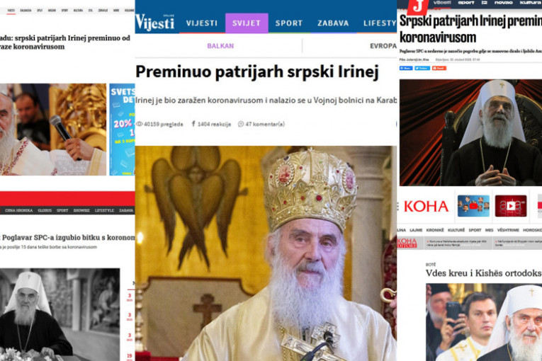 Vest o smrti patrijarha Irineja udarna u regionu: Pod oznakom "hitno" objavili da je preminuo