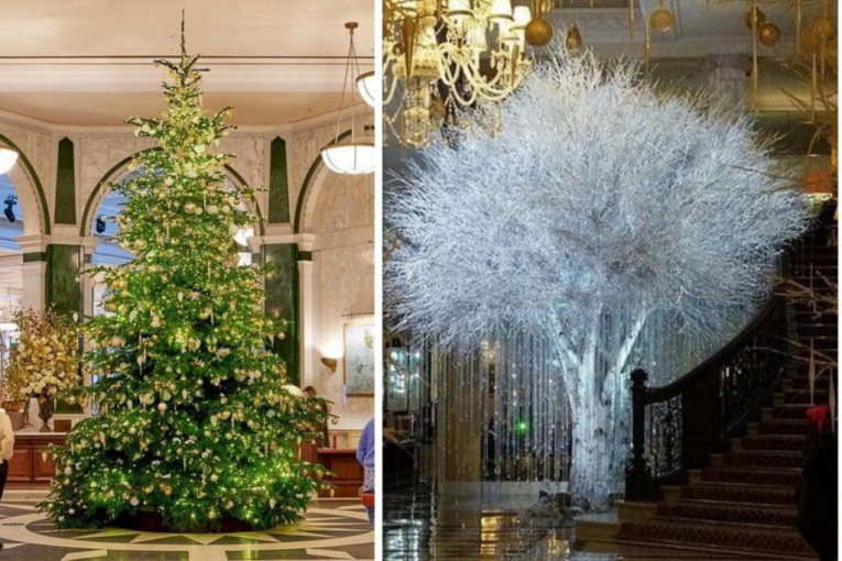 Impozantno božićno drveće krasi London: Neka su prava umetnička dela, a hotelski lobiji postali su novogodišnje bajke