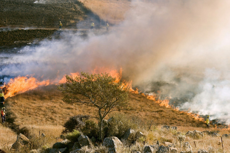 Veliki požar kod Gacka,  preti da zahvati šumu