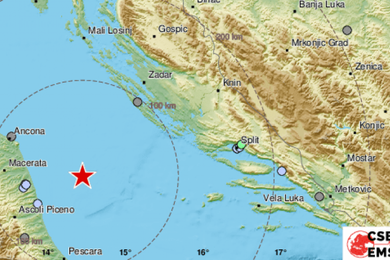 Zemljotres u Jadranu jačine 4,2 po Rihteru