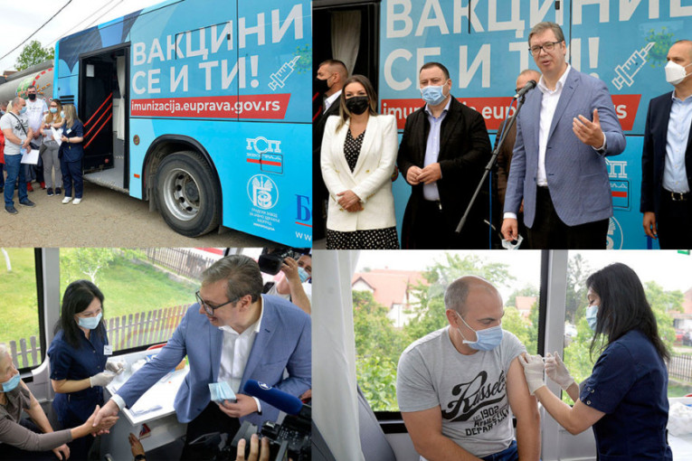Predsednik obišao vakcinalne punktove u Obrenovcu i Ubu: "Došao sam da pozovem ljude da ubrzamo vakcinaciju" (FOTO)