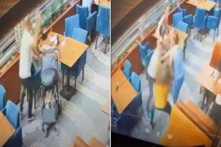 Stravičan snimak porodičnog nasilja: Bivšoj ženi u kafiću razbio čašu o glavu pred bebom