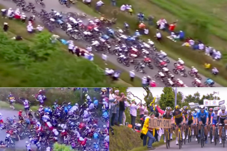 Biciklisti se izlomili zbog poruke baki i deki: Padali ko domine na Tur de Fransu