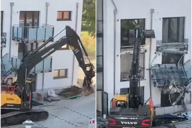 Matija pobesneo jer nije plaćen i razrušio celu zgradu bagerom! Cela Nemačka u šoku (VIDEO)