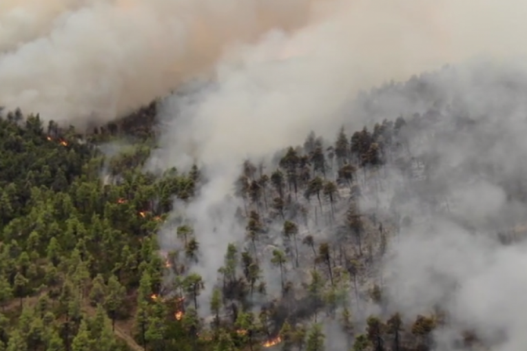 Snimak dronom pokazuje pakao na Eviji: Vatra napravila obruč, može se pobeći samo čamcima ili trajektima (VIDEO)