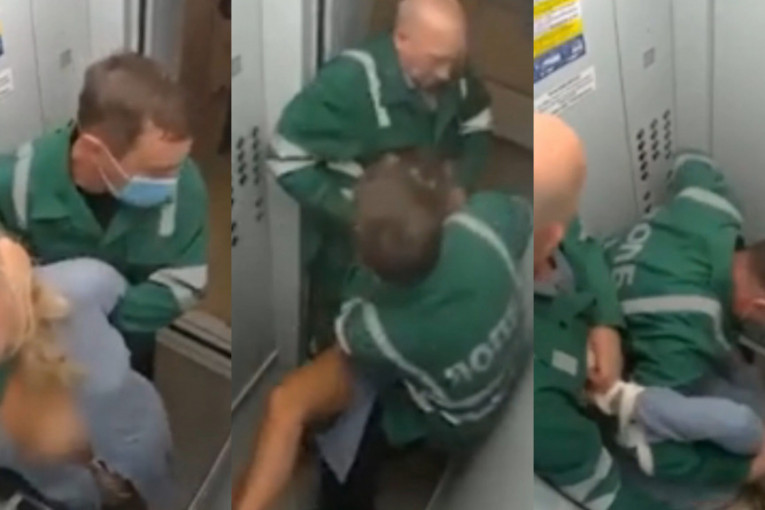 (UZNEMIRUJUĆI SNIMAK) Brutalan snimak nasilja: Bolničari prebili ženu u liftu, krvnički je udarali u glavu i stomak!