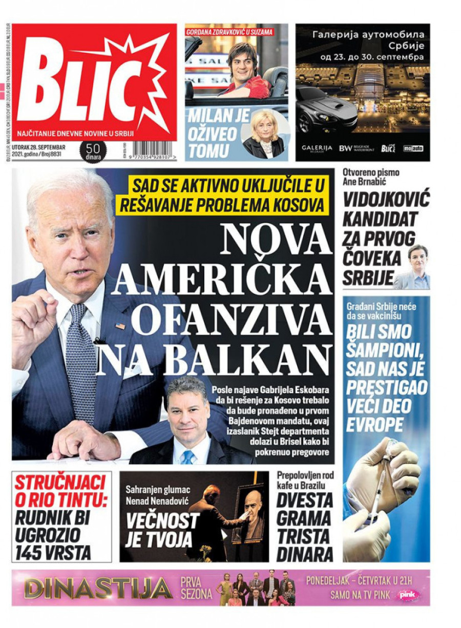 Prelistavanje štampe za utorak, 28. septembar 2021. godine