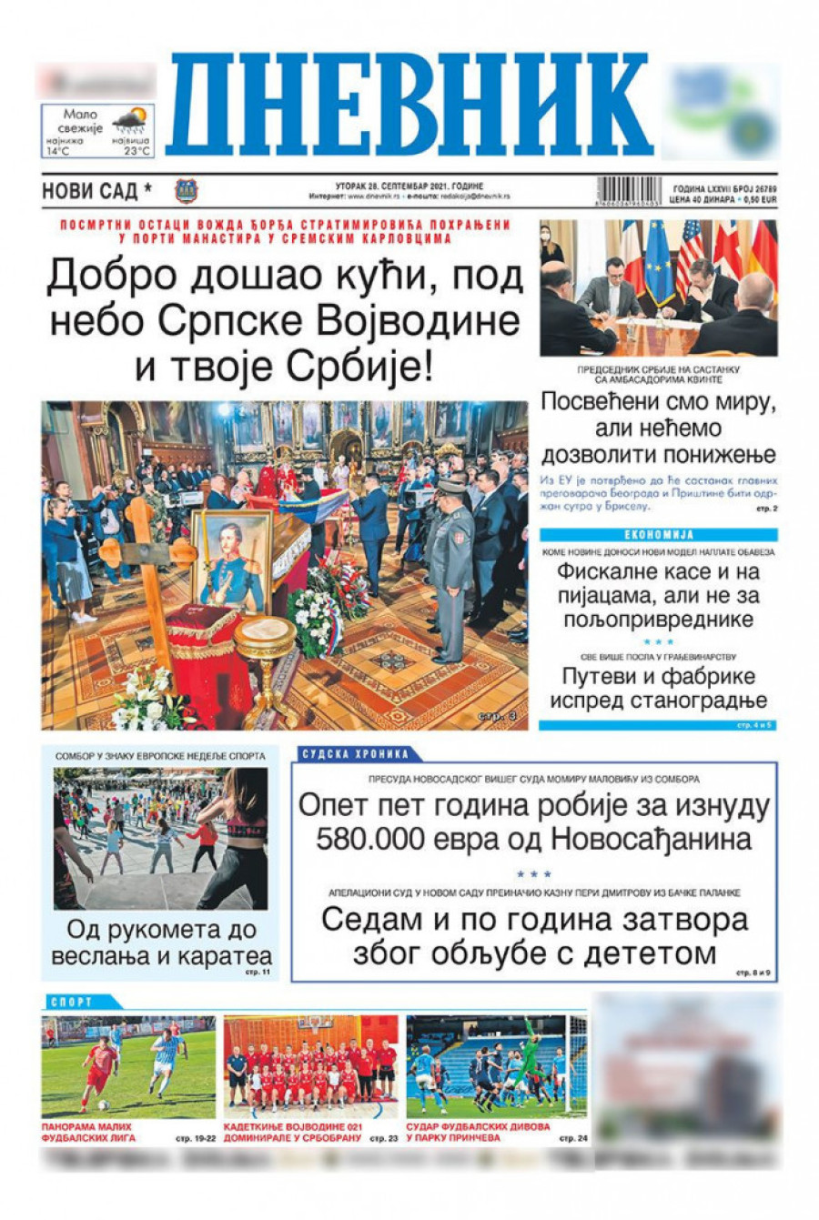 Prelistavanje štampe za utorak, 28. septembar 2021. godine