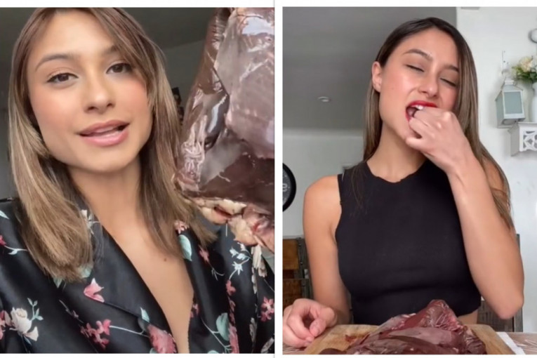Popularna tiktokerka dugo je bila veganka, a onda je počela da jede sirovo meso (VIDEO)