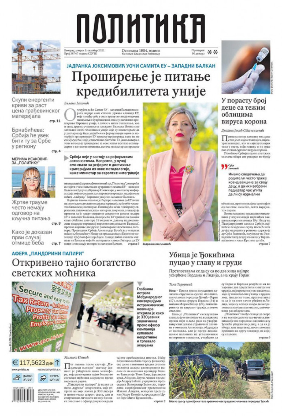 Prelistavanje štampe za utorak 5. oktobar 2021. godine