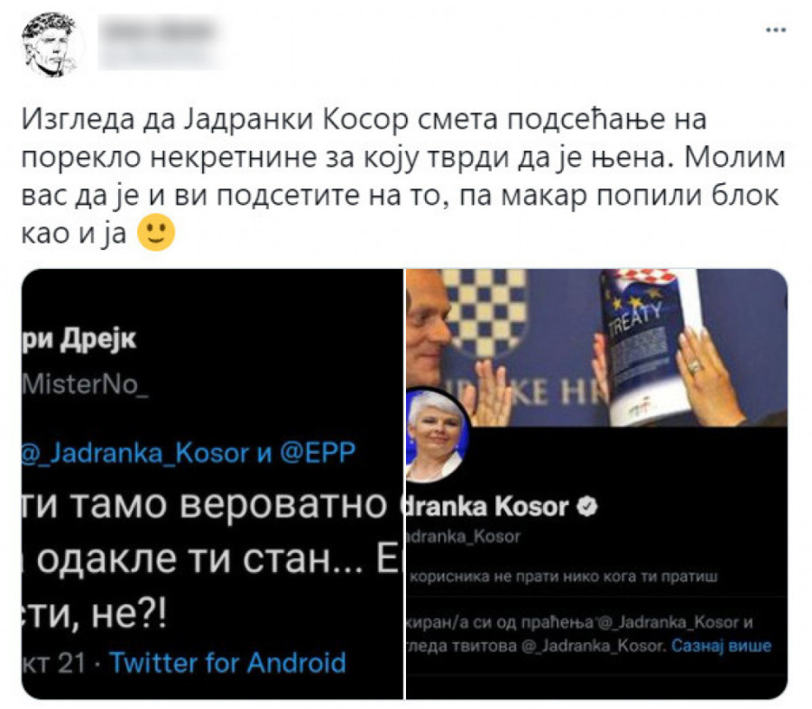 Jadranki Kosor smeta Vučićevo prisustvo u Sloveniji i pitanje odakle joj stan u kojem živi