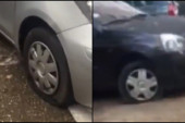 Neviđeni vandalizam na Voždovcu: Neko je tokom noći izbušio gume svim parkiranim automobilima (VIDEO)