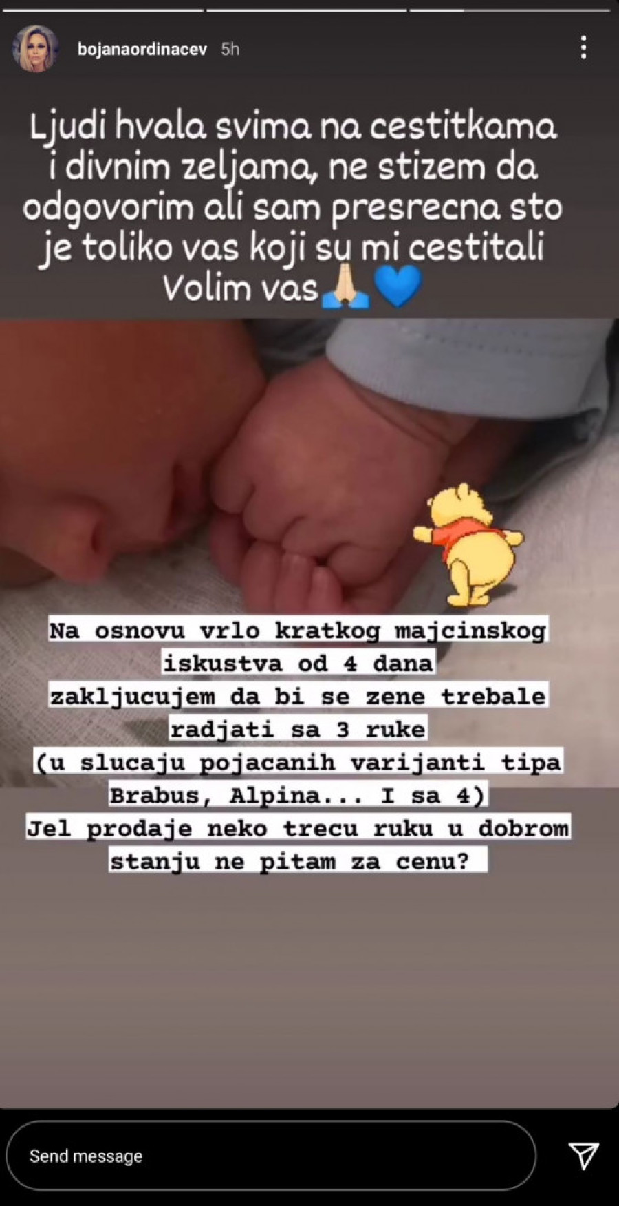 „Žene bi trebalo da se rađaju s tri ruke!" Ovako Bojani Ordinačev prolaze prvi dani majčinstva (FOTO)