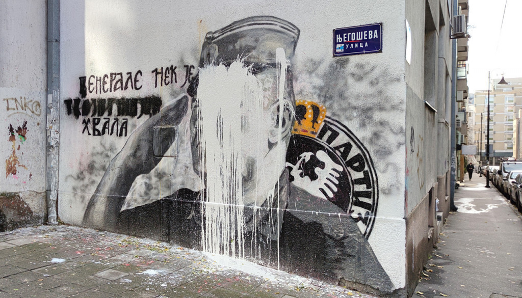Uništen mural Ratka Mladića