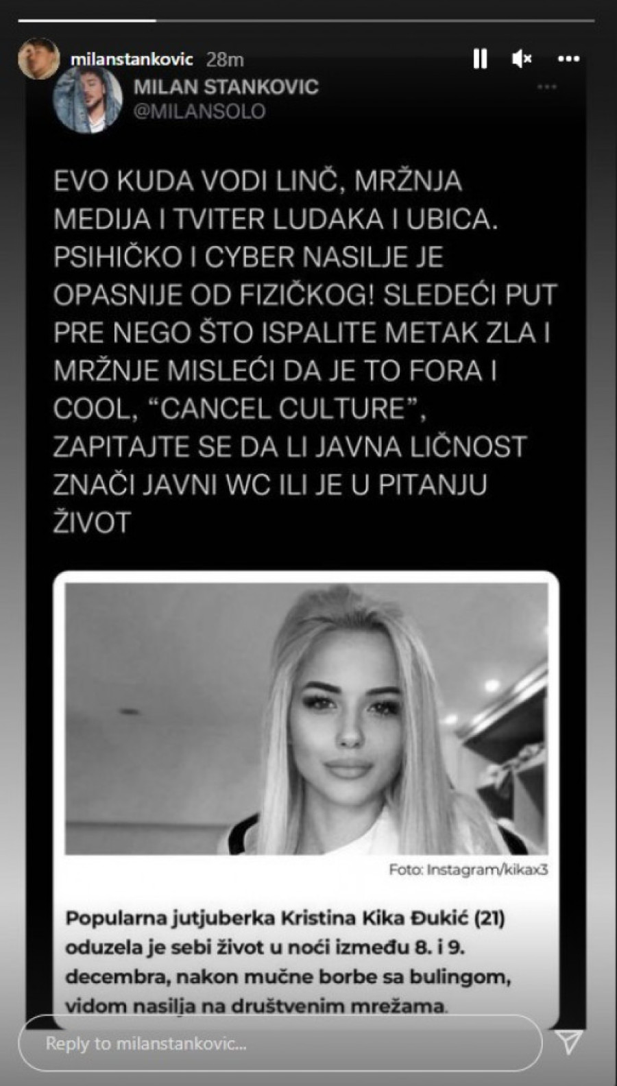 Da li javna ličnost znači javni WC?! Poznati zgroženi linčom koji je doživljavala Kika Đukić (FOTO)