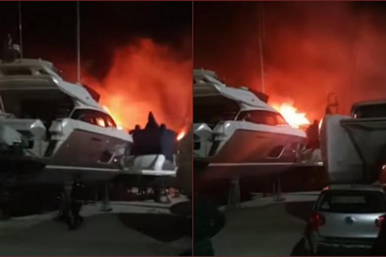 Izbio požar na luksuznim jahtama u Porto Montenegru! Vatru s mora gasio i specijalni vatrogasni brod "Jovana"(VIDEO)