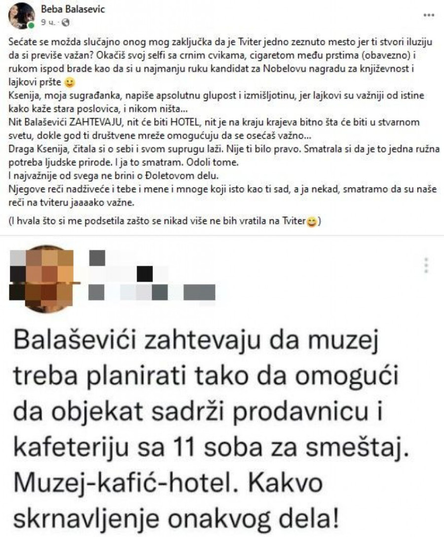 Balaševići „na meti" tviteraša zbog muzeja! Reč ćerke pokojnog kantautora: „Definitivno se tamo ne vraćam!" (FOTO)