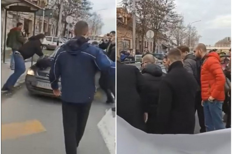 Skakali i lupali po automobilu, vozaču pretili linčom: Jezive scene u Novom Sadu na "ekološkom protestu" (VIDEO)