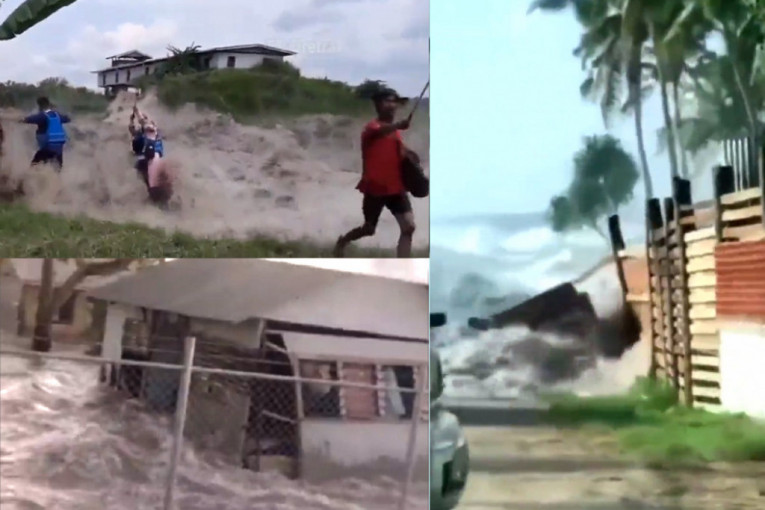 Zastrašujući snimci posle erupcije vulkana: Cunami razara sve pred sobom, ljudi panično beže pred silovitom bujicom (VIDEO)