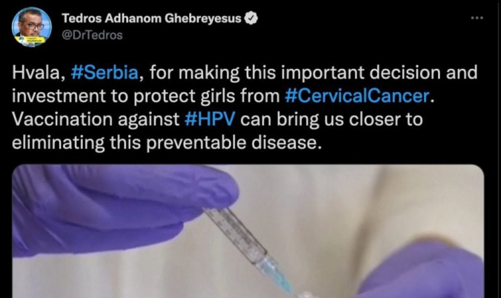 Direktor SZO pohvalio Srbiju zbog važne odluke: Ove godine vakcina HPV o trošku Republičkog fonda (FOTO)