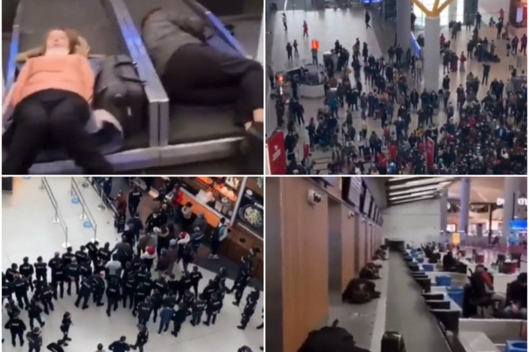 Putnici spavali na trakama za prtljag, na podu i stolicama: Pobesneli zbog haosa na aerodromu u Istanbulu, došla i policija (VIDEO)