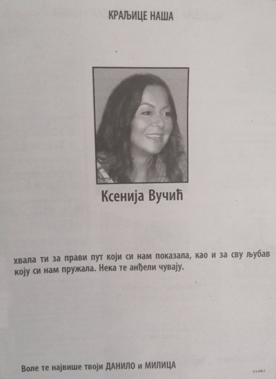 Danilo i Milica se oprostili od majke Ksenije: Kraljice naša, hvala ti za pravi put koji si nam pokazala