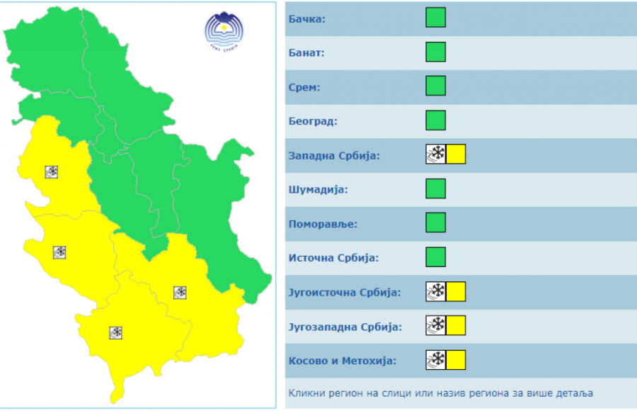 RHMZ upozorava! Pojedini delovi Srbije pod žutim meteo alarmom: Ne preduzimajte nepotrebne rizike