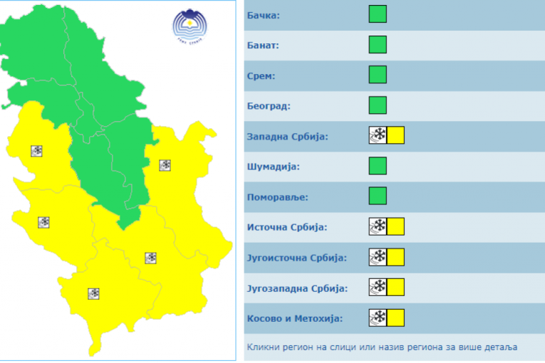 RHMZ upozorava! Pojedini delovi Srbije pod žutim meteo alarmom: Ne preduzimajte nepotrebne rizike