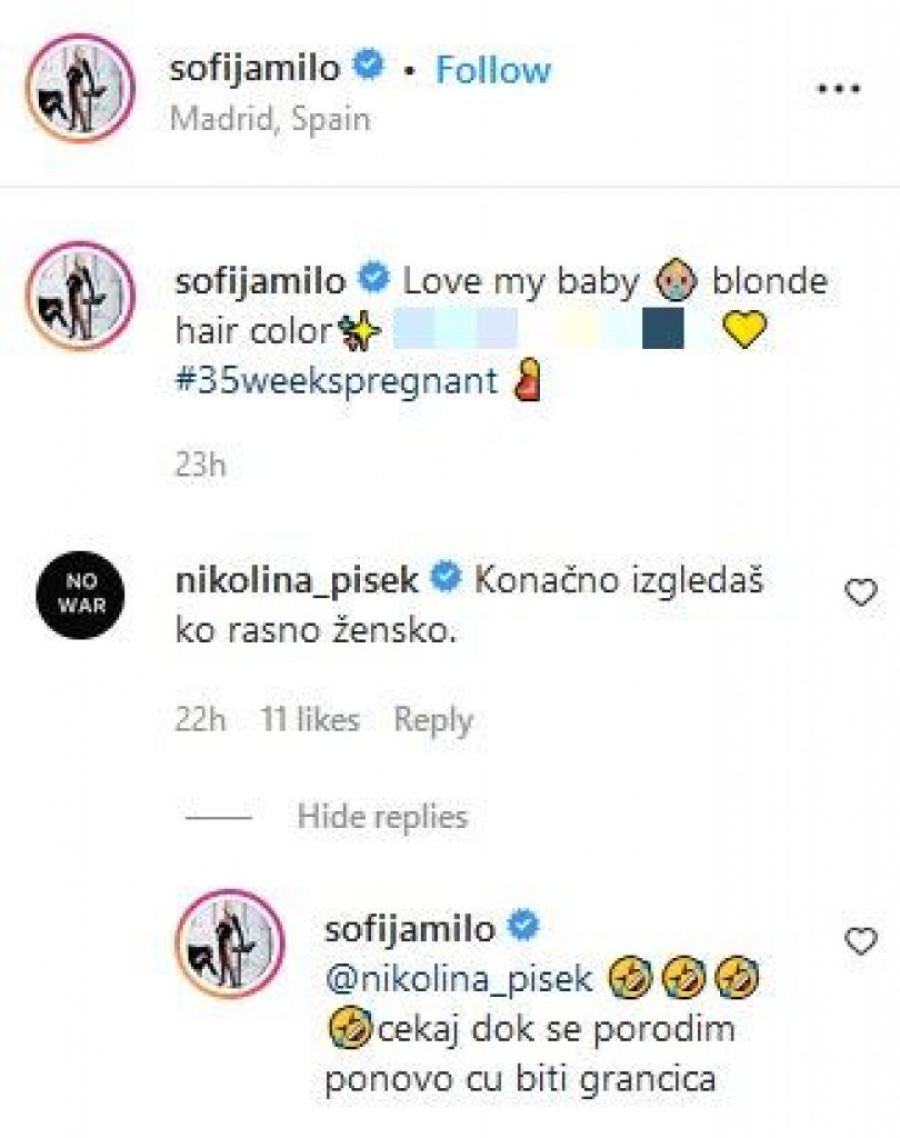 „Konačno izgledaš kao rasno žensko" Urnebesna prepiska trudne Sofije s Pišekovom! Manekenka joj nije ostala dužna (FOTO)