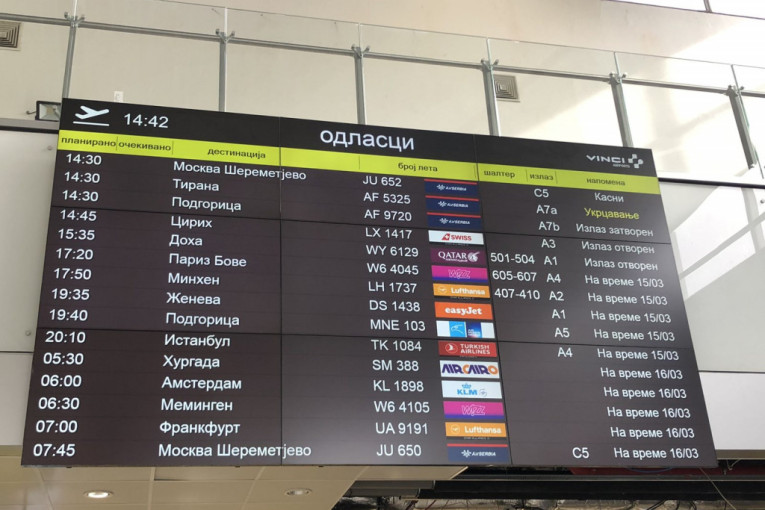 Danas nema aviona: Bez letova od Beograda za Dubai i Dohu