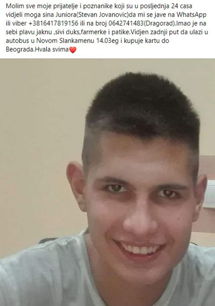 Srećan kraj potrage: Nađen Stevan (21) iz Novog Slankamena - nestao 14. marta!