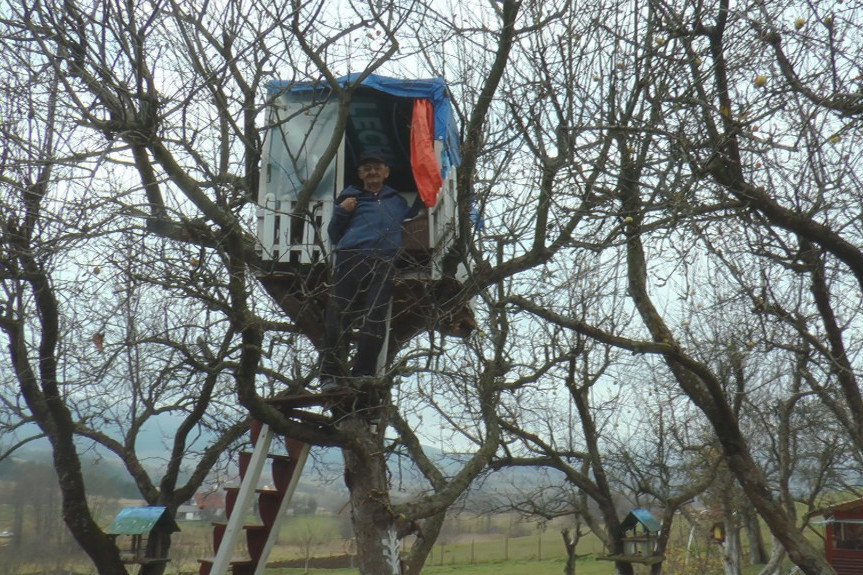 Deda Žarko se preselio na drvo: Penzioner izgradio neverovatnu kućicu u krošnji jabuke - tvrdi da najlepša jutra sviću upravo tu (FOTO)