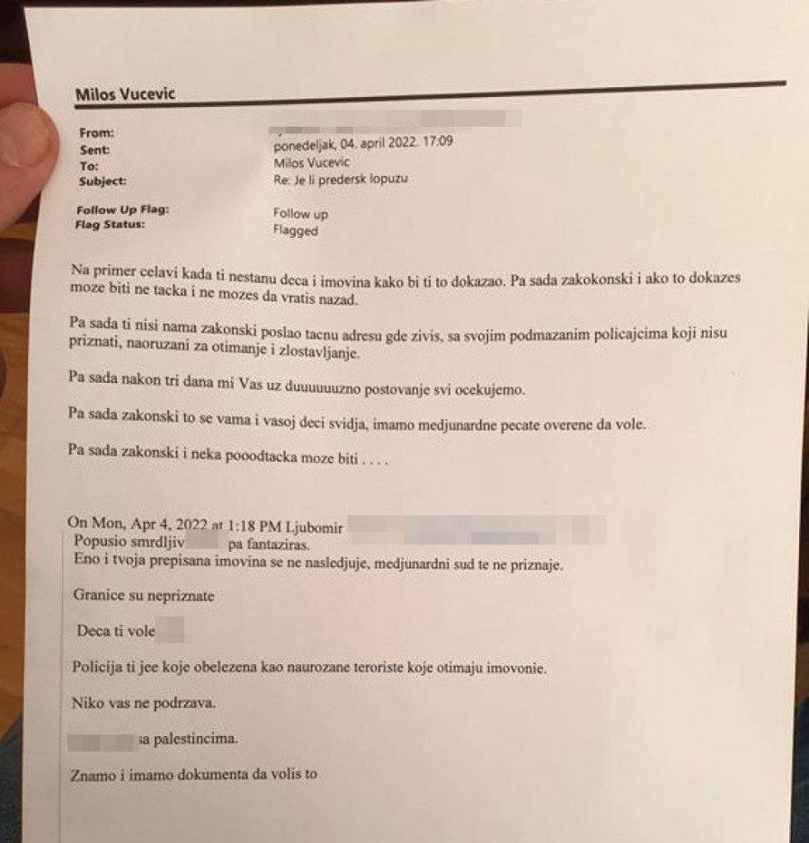 Otkriveno ko je muškarac koji je slao pretnje Vučeviću: Pretresli mu stan i pronašli telefon sa jezivim porukama!