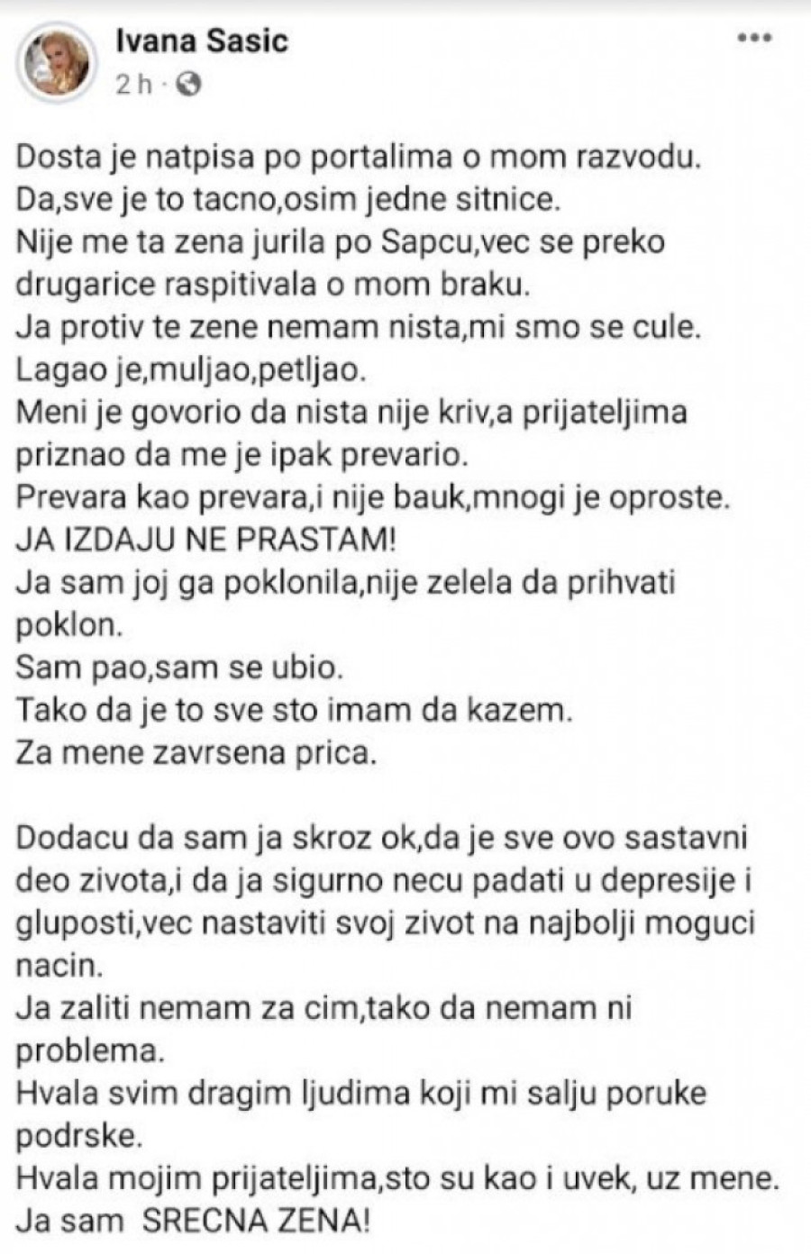 Čula sam se sa ljubavnicom svog muža, prvo je negirao,  a onda... Ivana Šašić bez dlake na jeziku o prevari i razvodu!