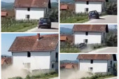 Isplivao još jedan snimak "lude vožnje" iz Čačka: Vozač prvo krivuda, a onda sleće s puta i udara u kuću - sreća nije bilo dece u blizini!