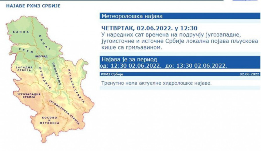 Od sunca do oblaka! RHMZ upozorava - sat vremena će trajati nevreme: Kiša i grmljavina u pojedinim delovima Srbije (FOTO)