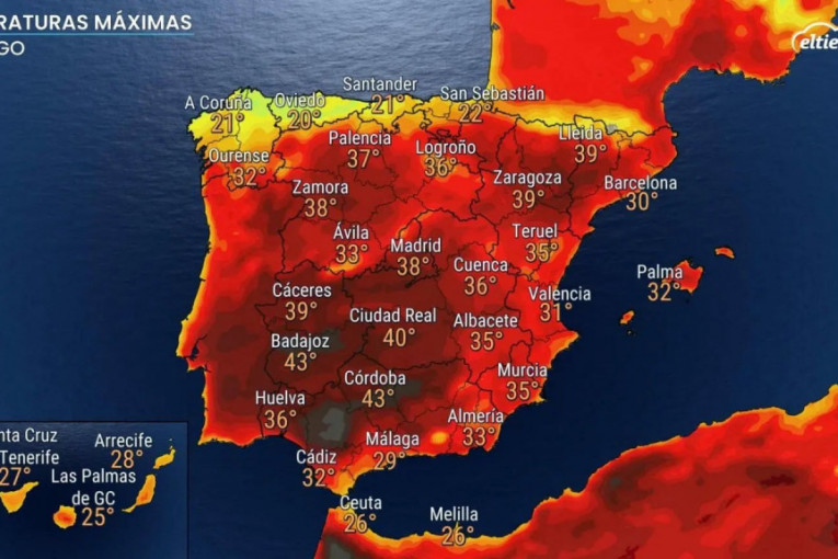 Španija "gori": Oboren novi temperaturni rekord, ovako nije bilo vruće poslednjih 20 godina