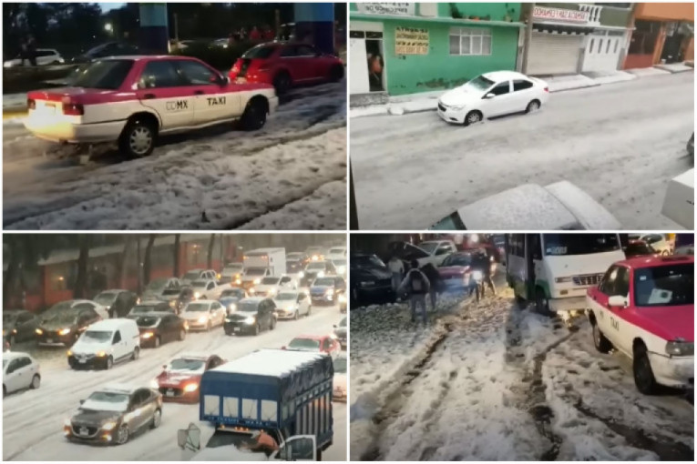 Strašna oluja pogodila Meksiko Siti: Ulice izgledale kao da je pao sneg, urušio se krov robne kuće (VIDEO)