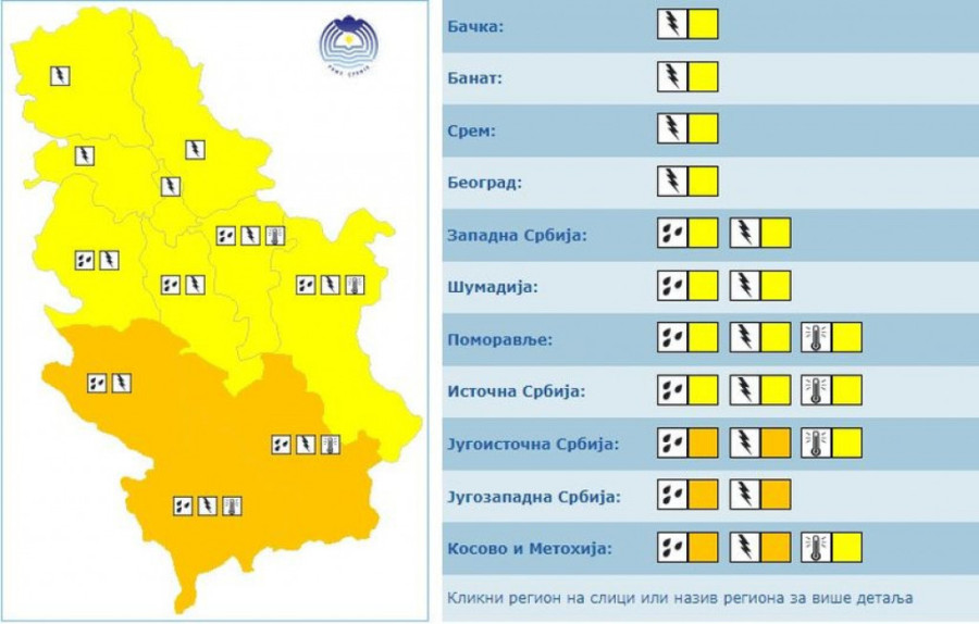 RHMZ izdao upozorenje, očekuju se nepogode: U pojedinim delovima Srbije vreme veoma opasno, upaljen meteoalarm (FOTO)
