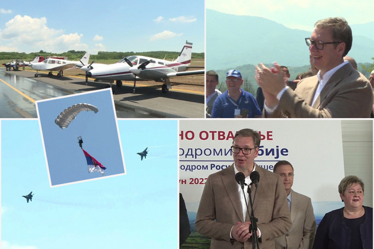Vučić prisustvovao svečanoj ceremoniji: Sleteo prvi avion na aerodrom Rosulje - Vlada Srbije uložila 478 miliona dinara u izgradnju (FOTO)
