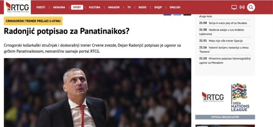 RTCG saznaje: Radonjić potpisao za PAO