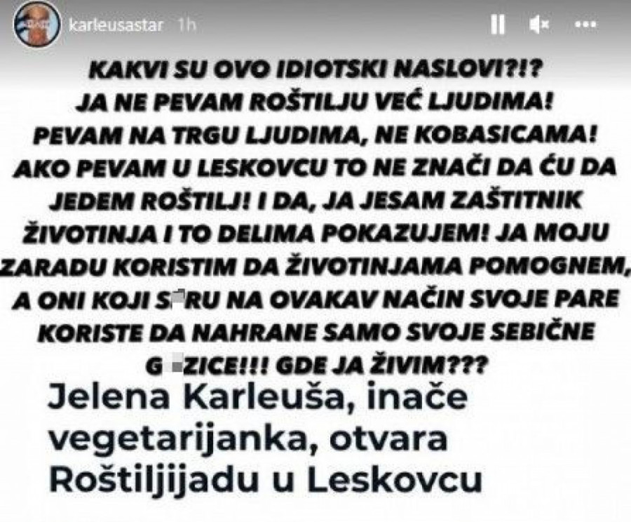 Poznata veganka Karleuša otvara manifestaciju na kojoj se pojede više od 70 tona „životinjskih leševa“: Sada su se oglasila i udruženja!