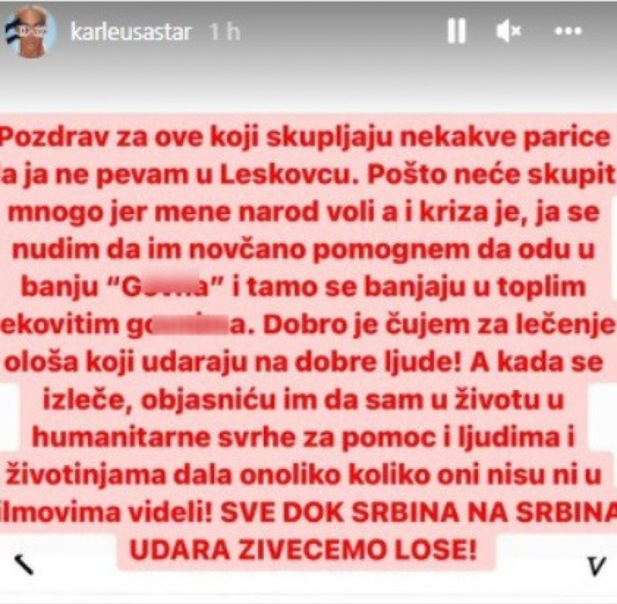 Karleuša odbrusila svima koji negoduju zbog njenog nastupa na Roštiljijadi: Ja se nudim da im novčano pomognem (FOTO)