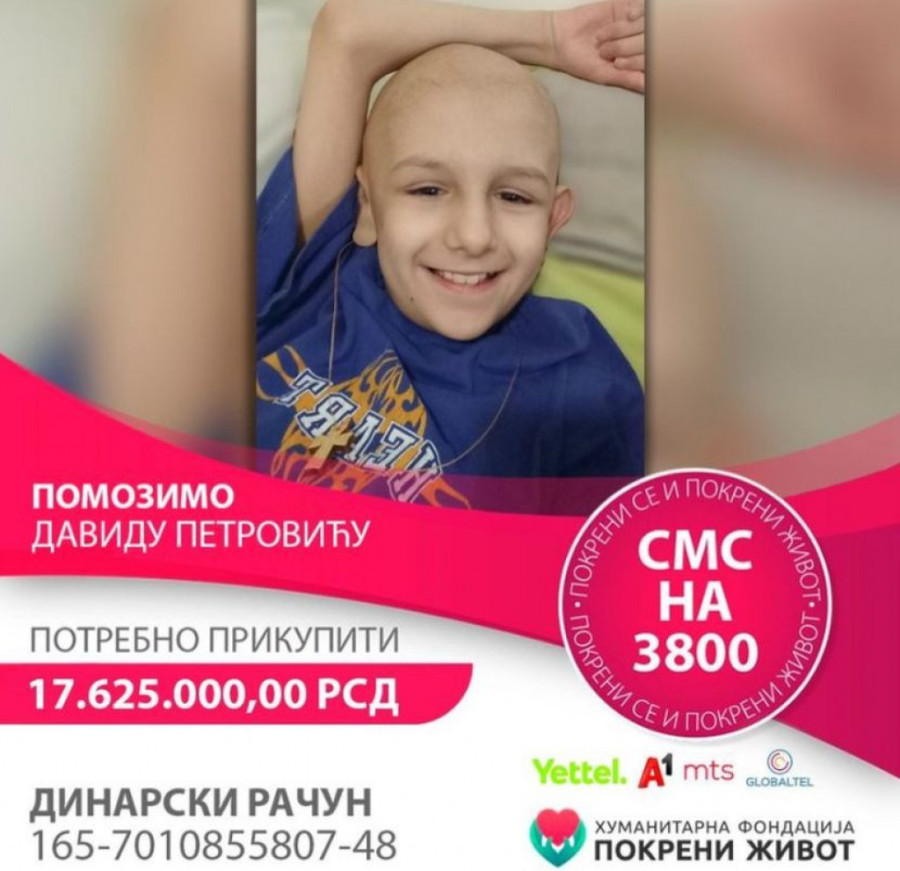Pomozi, Srbijo! David (10) se drugi put bori sa leukemijom: Da bi još jednom pobedio, potrebno mu je 150.000 evra za lečenje u inostranstvu!