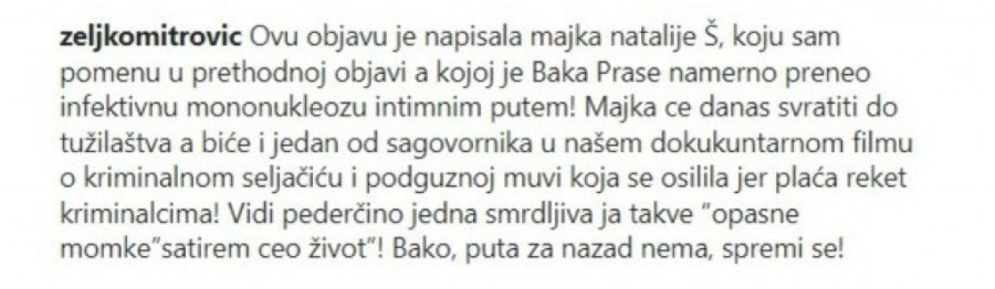 Nastavlja se sukob Mitrovića i jutjubera, iznete jezive tvrdnje: "Baka Prase je ubio jednu devojku, treba da mu se stane na put"
