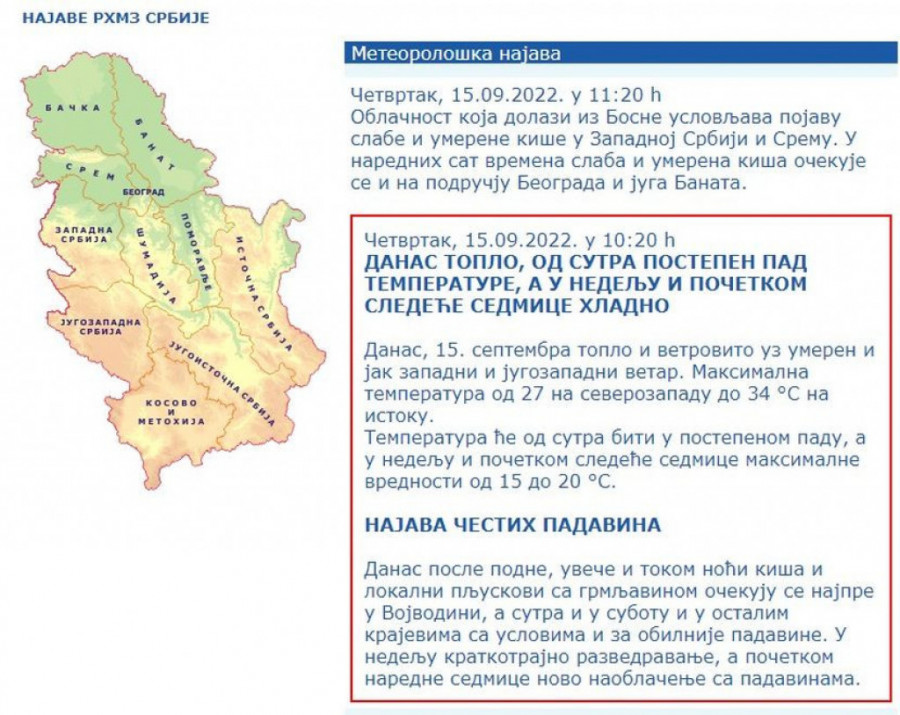 RHMZ Izdao Hitno Upozorenje: U Narednih Sat Vremena Stiže Nevreme, U ...