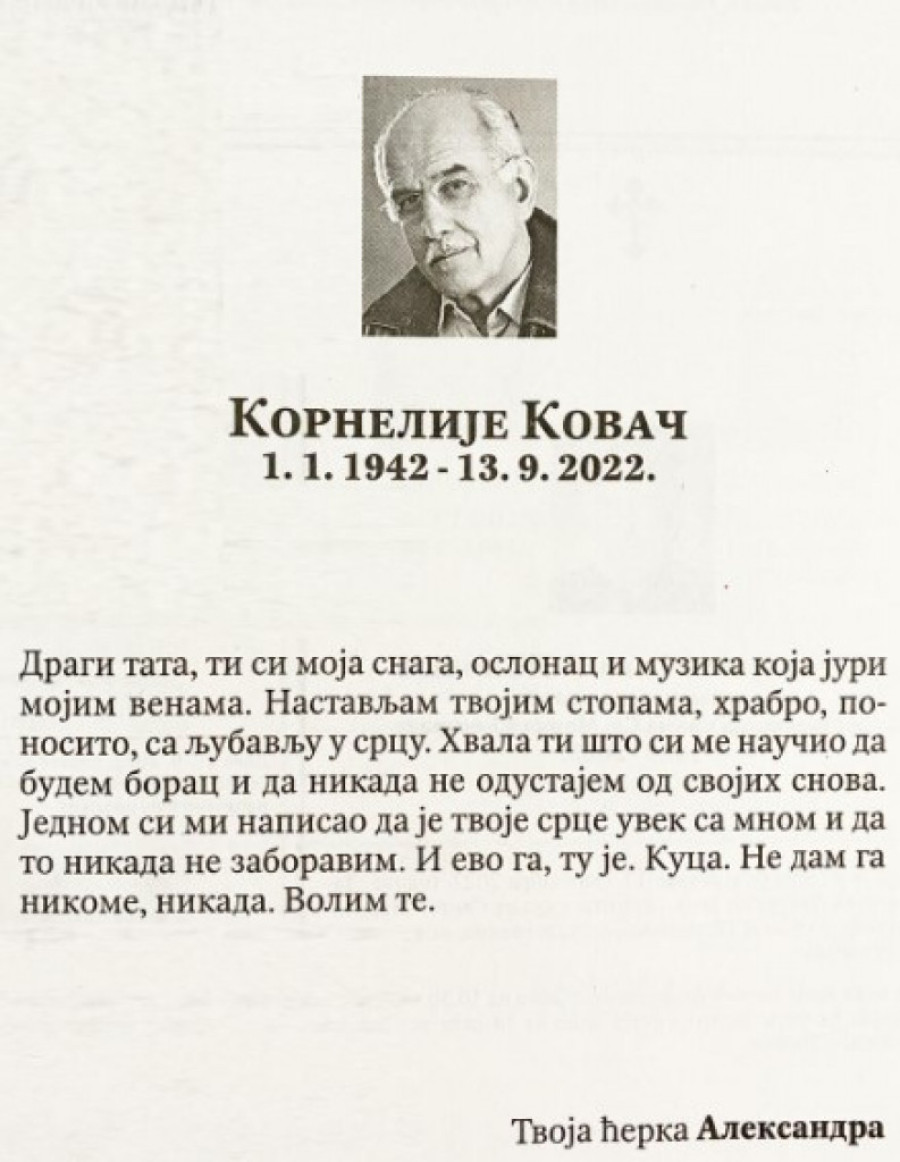 "Nedostaješ mi, nepovratno!" Aleksandra Kovač uputila potresne reči na godišnjicu smrti oca Kornelija