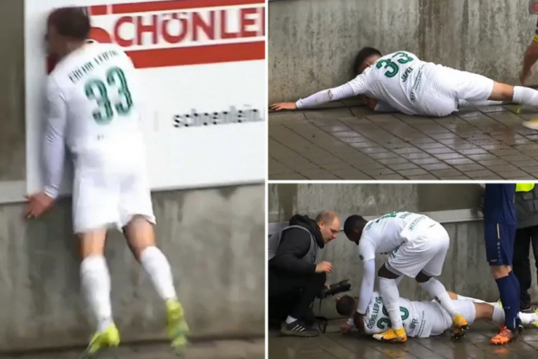 Veoma uznemirujući snimci! Nemački fudbaler udario glavom u zid, odmah ga prebacili u bolnicu! (VIDEO)